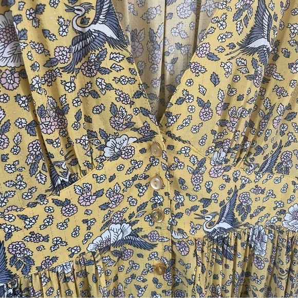 Auguste x Revolve Valentina Tie Sleeve Mini Dress Yellow Floral Print Size 4 - Picture 8 of 13